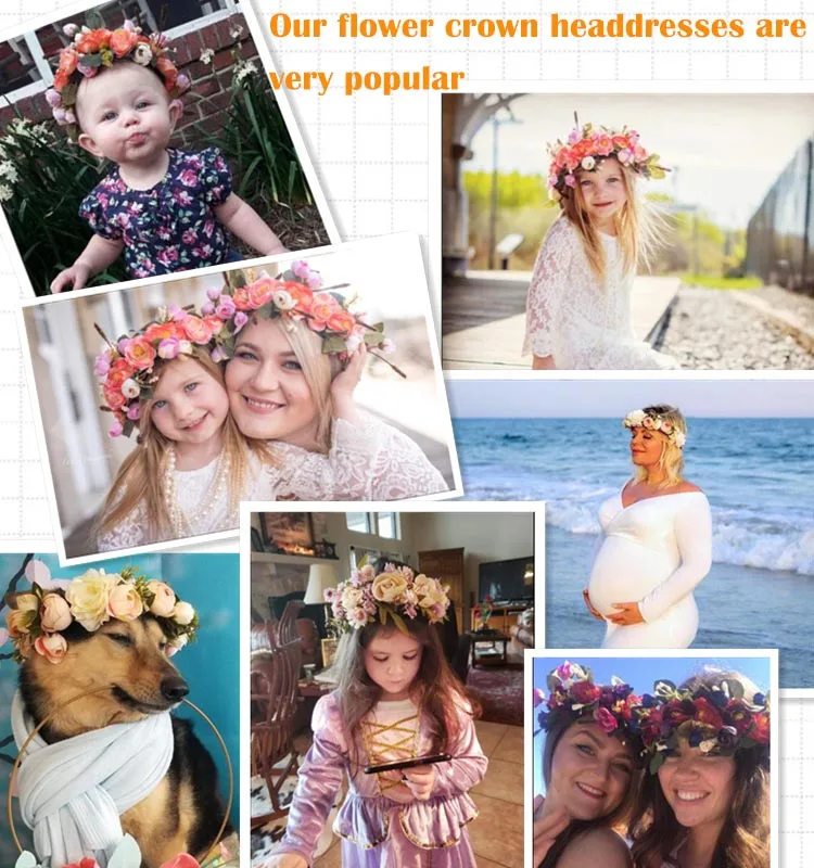 Yiwu Hera factory supply handmade high quality artificial Wild Flower Headband crown hair accessories