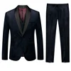 2019 Dark Blue Wave Men's Suit Three-piece Court Dinner Men's Suit Dress Business Casual Party Men's Suits
