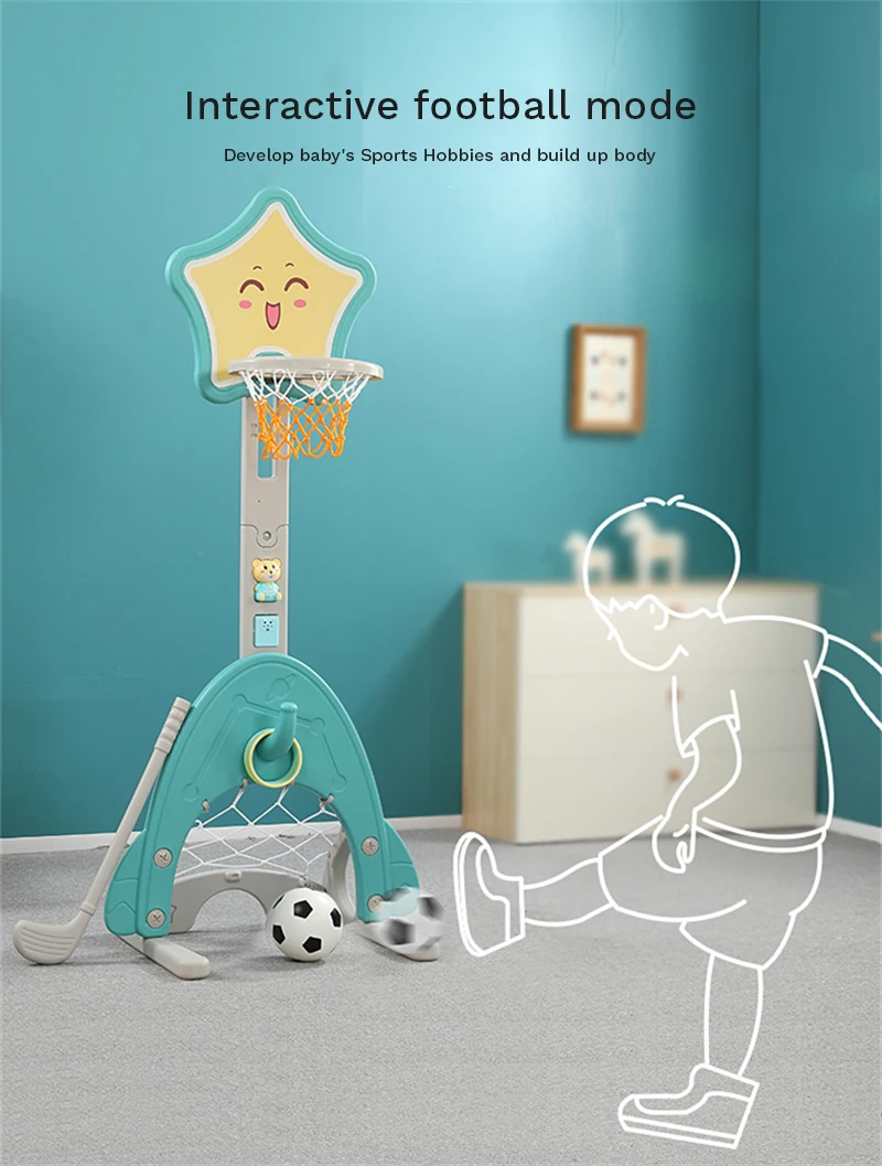 Kids Pentagram Model Adjustable Mini Indoor Multifunctional Toys Plastic Basketball Hoop
