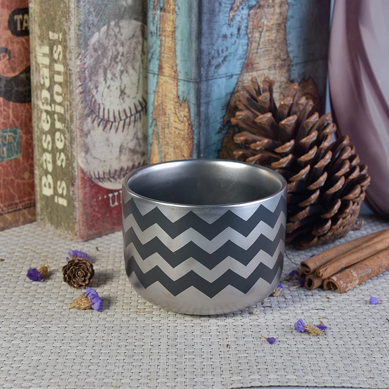 Customized Silver Ceramic Candle Jar With Printing