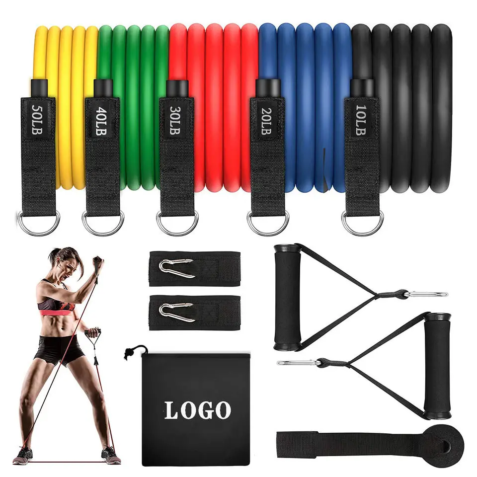 5 Levels Heavy Duty Adjustable Gym Fitness Workout Elastic 11pcs Latex