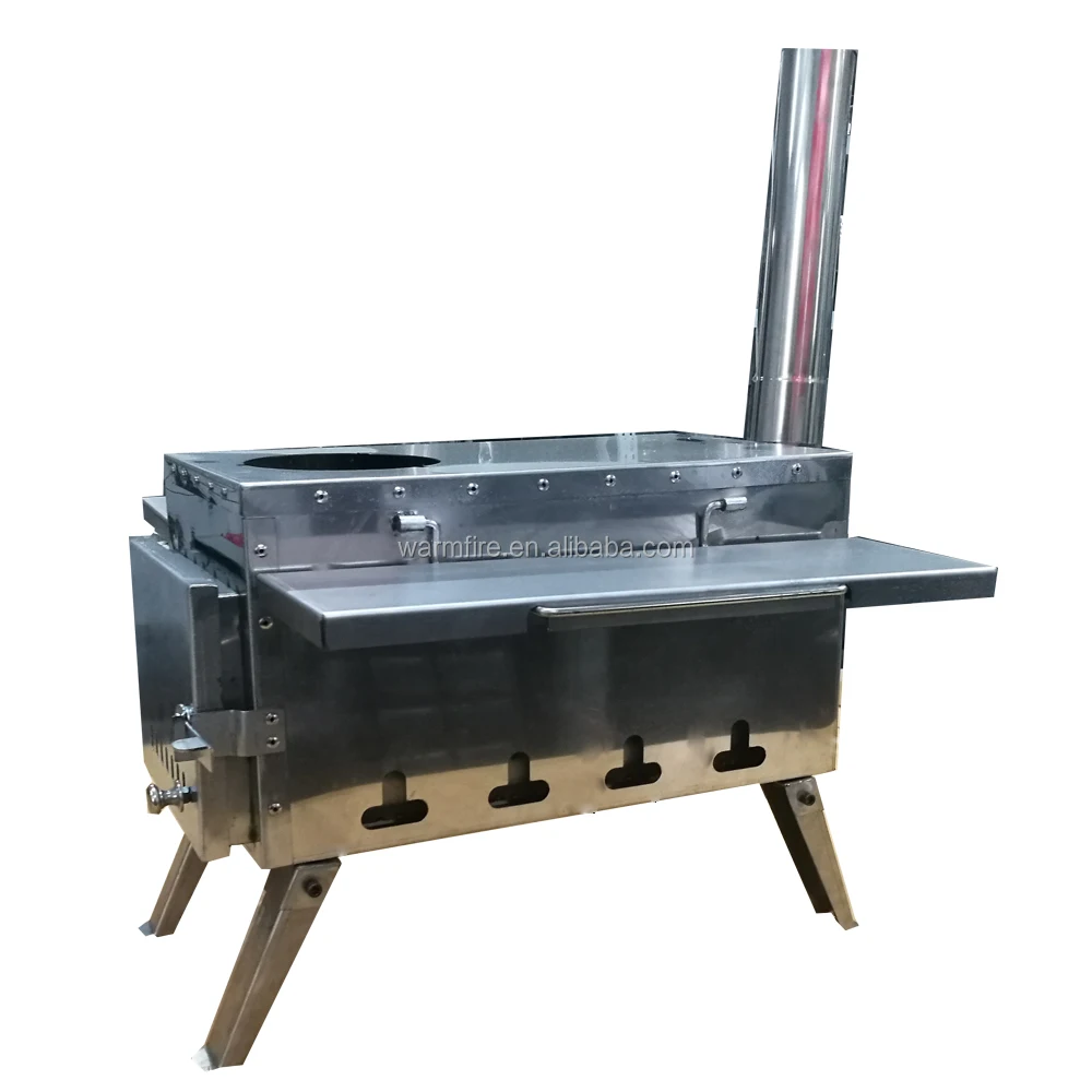 Wood Burning Stove, Camping Stove, Stainless Steel Hot Tent Stove With Oven, Titanium Camping Table Base, 6 Chimney Pipes, Fire Tongs