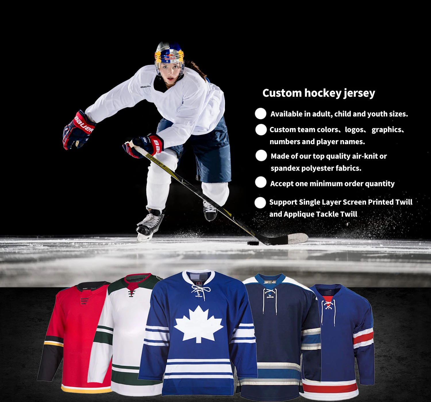 Source Lace Hoodie Hockey Jersey Sublimation Printing Team