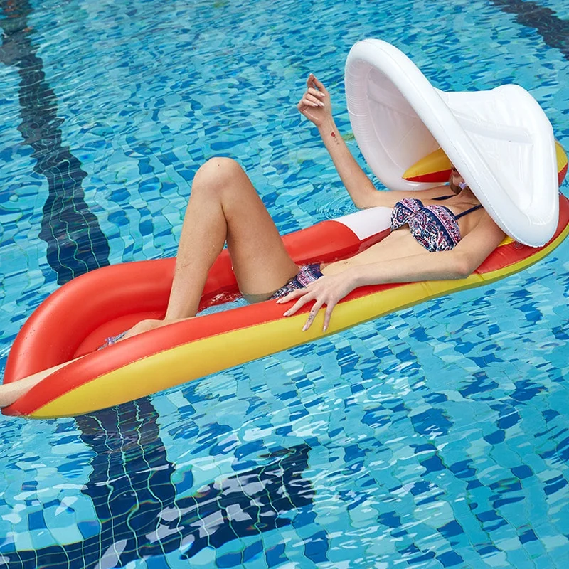 Floating Bed PVC + Nylon Mesh 130 * 70cm Domeilleur Water Hammock Lounge Chair Drifter Inflatable Water Hammock Floating Bed Lounge Chair Drifter Swimming Pool Beach Float for Adult