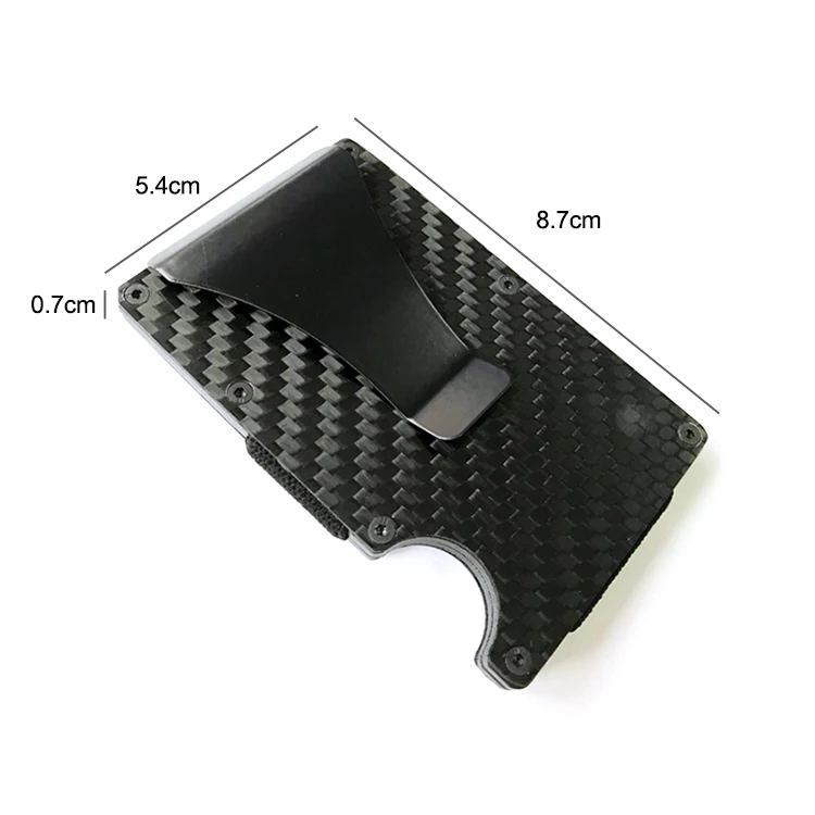 Factory made hot sale minimalist RFID blocking carbon fiber wallet mens colored card holder with money clip