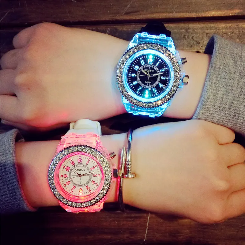 Geneva Led Flash Luminous Watch For Women Personality Students Lovers ...