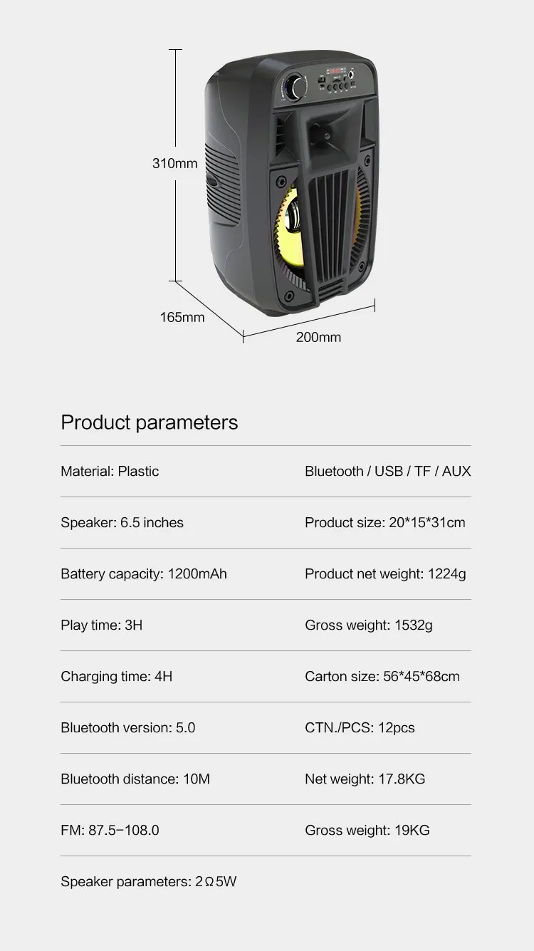 CD 101 BT karaoke wireless bluetooth portable dj party speaker - ANKUX.COM