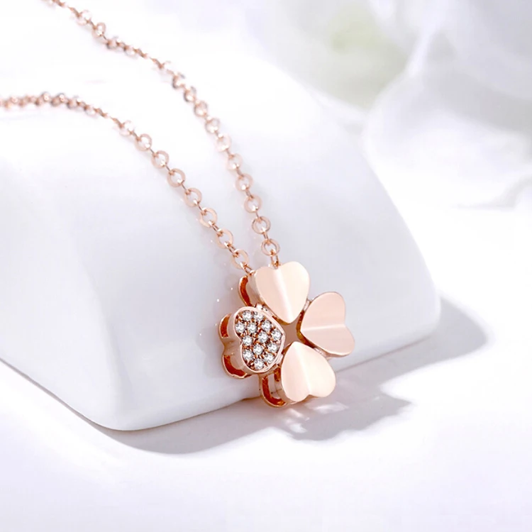 product-BEYALY-925 Sterling Silver Four Leaf Clover Chain Necklace Gold Plated-img