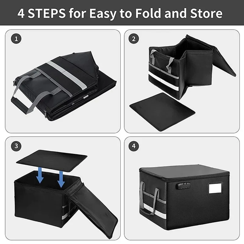 File Box With Lock Fireproof Document Box Collapsible File Organizer ...