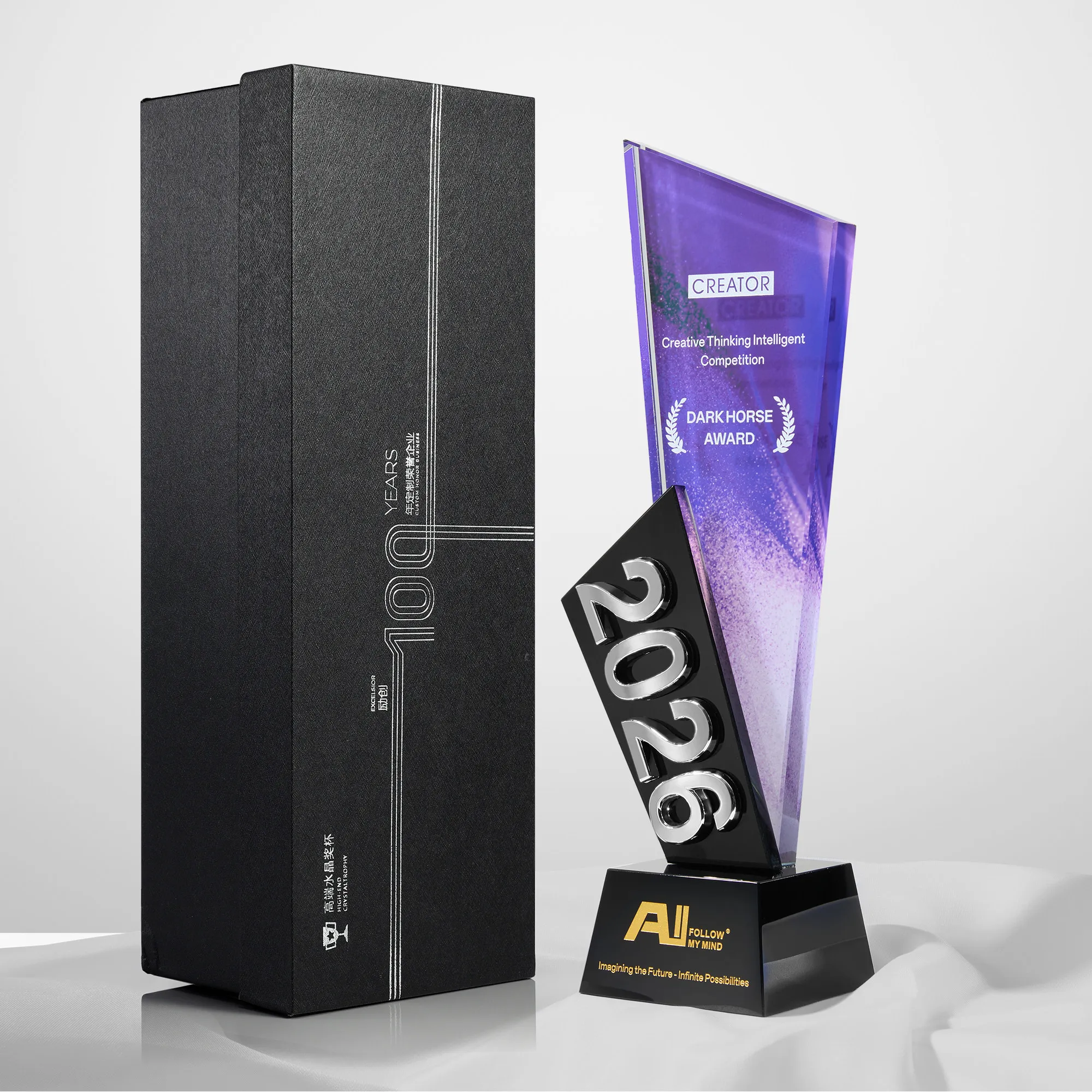 2026 Crystal Laser Engraved UV Printing Trophy Business Souvenirs for Company Annual Meeting Awards