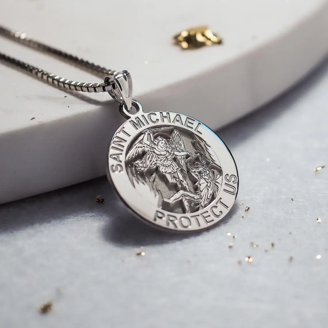 Wholesale Saint Michael Necklace Gold 