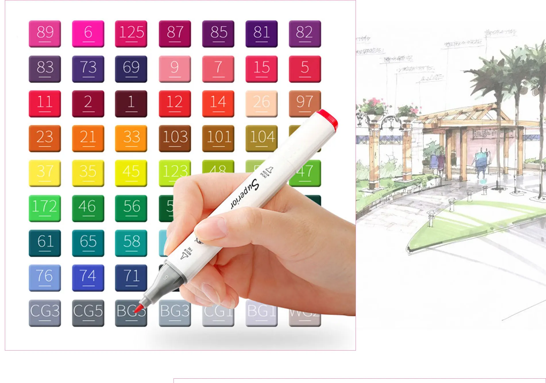 170 Colors Alcohol Based Ink Refill Ink White Marker Pen With Gold And