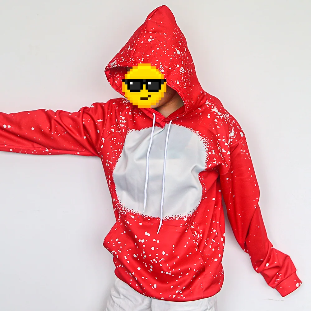 Usa Warehouse Wholesale Sublimation Hoodies 100 Polyester Adults Kids Faux Bleached Sweatshirt