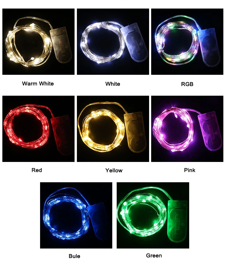 Cr2032 1m 10 Leds Micro Decoration String Copper Wire Ultra Thin Rope