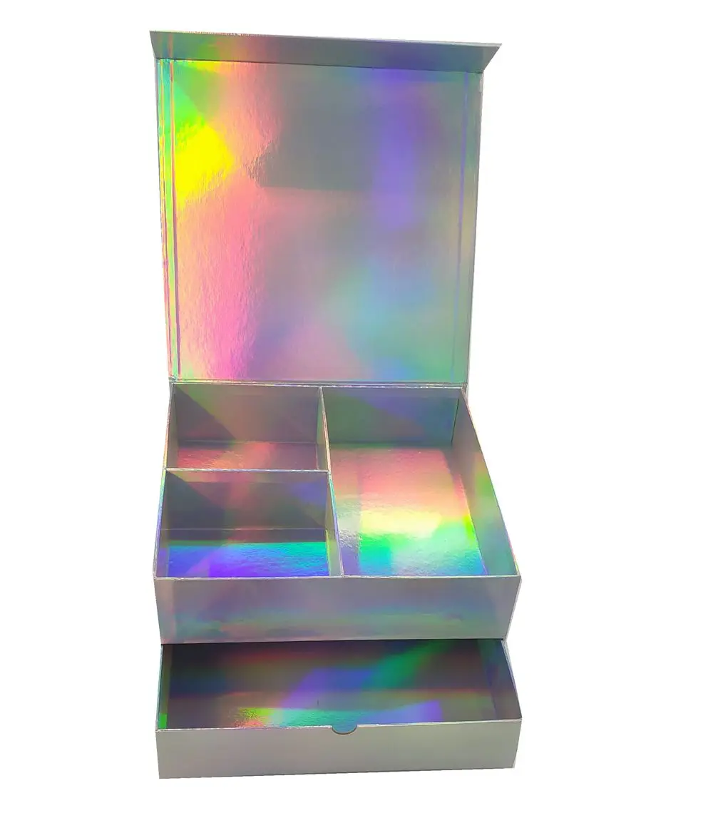 Custom logo printed 3 layer holographic drawer box packaging