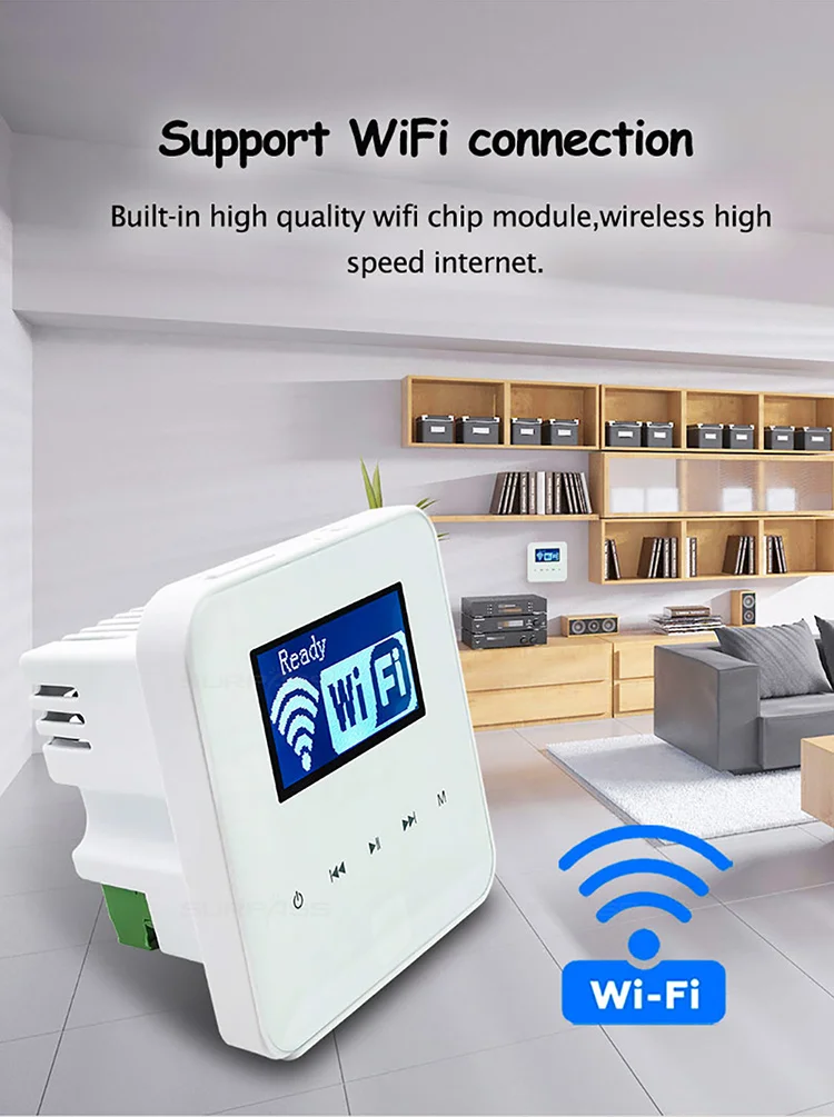 SURPASS audio Smart Wall Amplifier AC110-220V 2x30W Small Blue-tooth WIFI On Wall Amplifier Kyepads With Touch Button