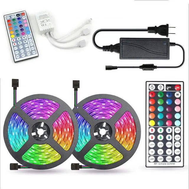 Led Strip Lights 32.8ft 10m with 44 Keys IR Remote and 12V Power Supply Flexible Color Changing 5050 RGB 300 LEDs Light Strips K