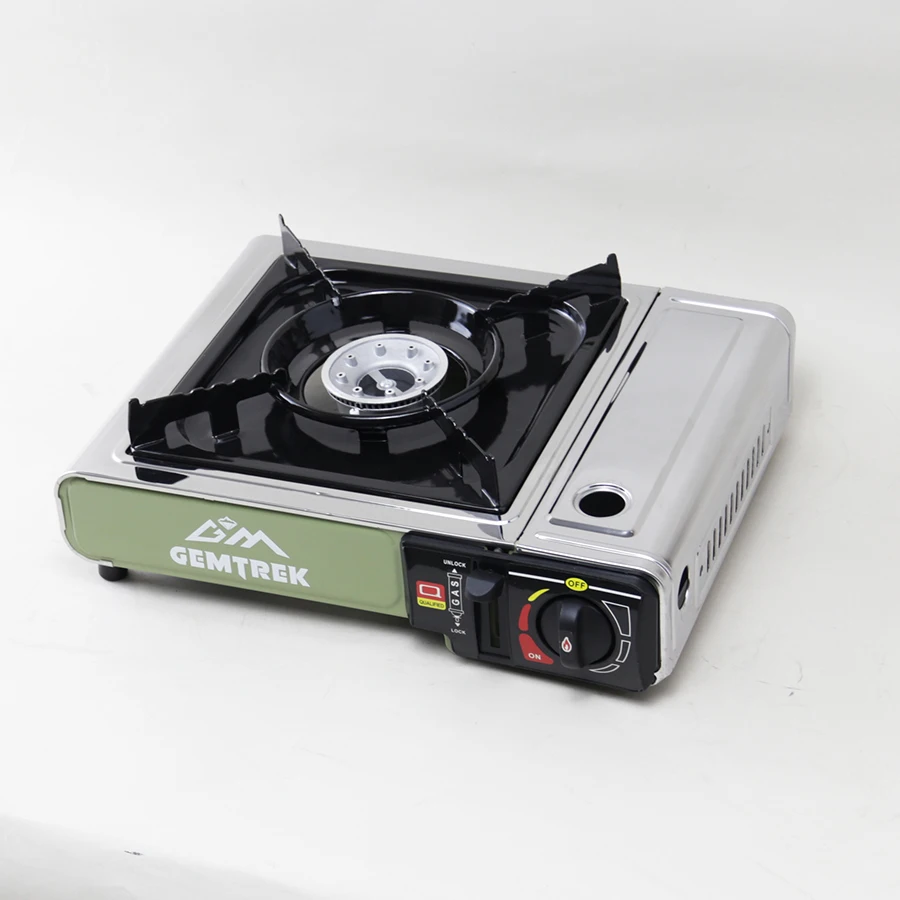 Portable Stainless Steel Butane/Propane Manual Simple Gas Stove for Outdoor Camping BBQ & Picnic Travel with Storage Box