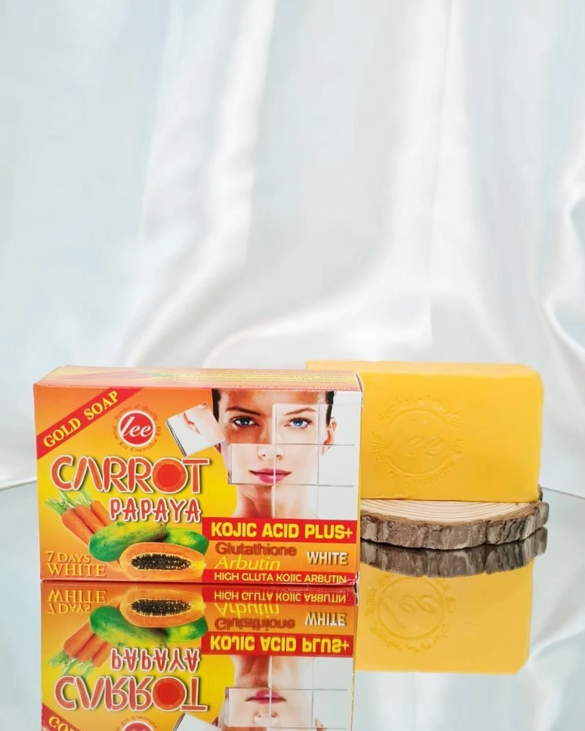 Lee Carrot Papaya Kojic Acid Soap Size 160 G.main Extract From Carrot