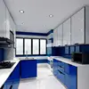 France Style Cool Modern Blue Kitchen Shining Glass Cabinet Door MDF material kitchen for house