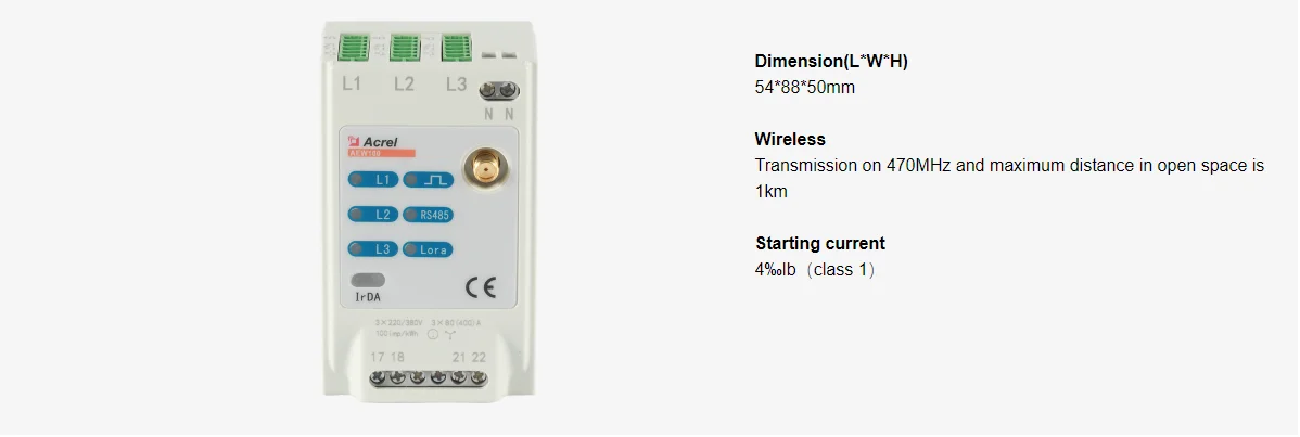 Acrel 300286.SZ small size AEW100-D36 electrical 3 phase wireless lora kwh meter with RS485 modbus - ANKUX.COM