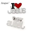 Trendy Handmade Words Lapel Pin "I Love Jesus" Saint Christ Metal Badges Brooch Gift for Devout Christian