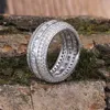 Square zircon five-row drill men's hollow rings full of zircon hip-hop rings