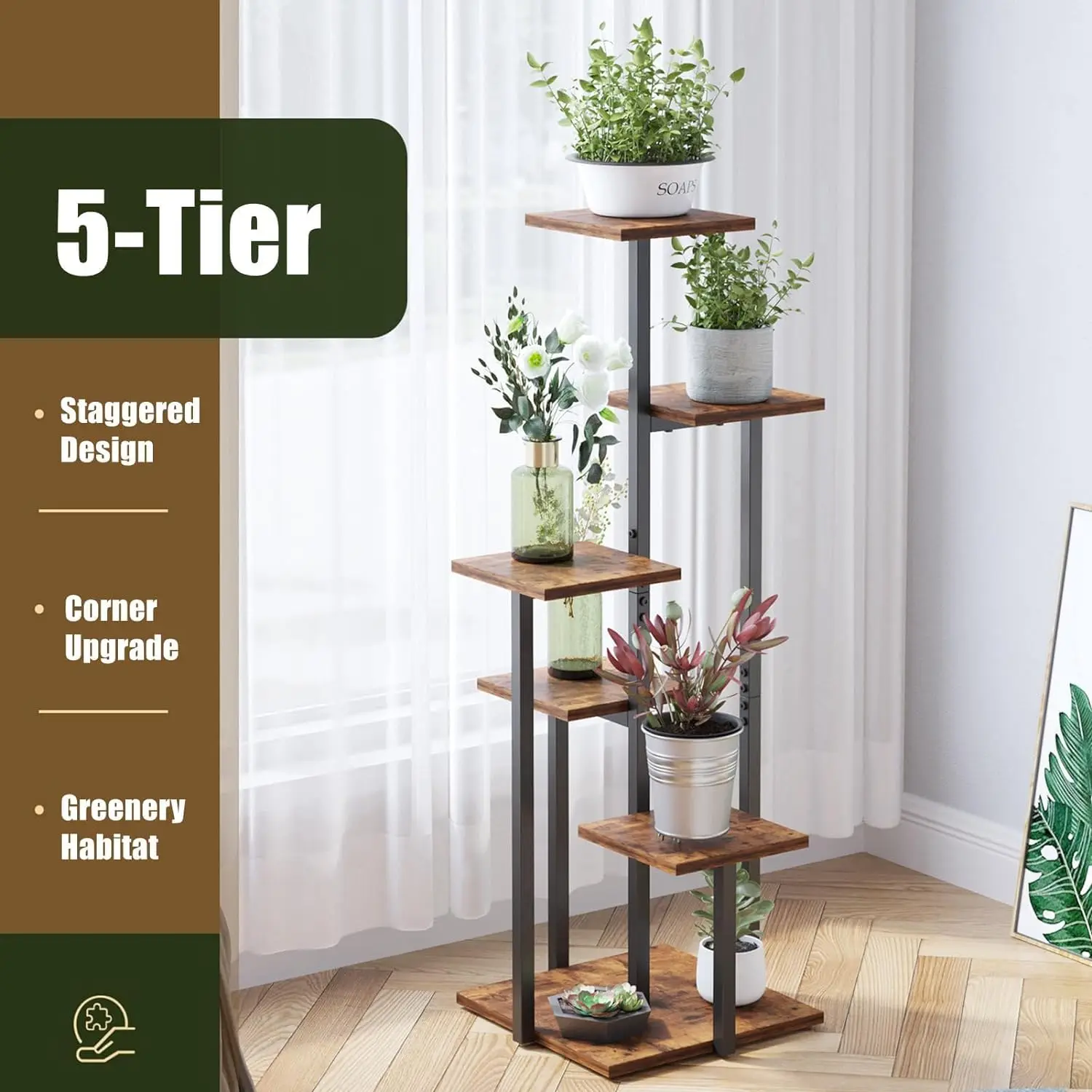 Staggered Design Corner Upgrade Greenery Habitat Corner Flower Stand ...