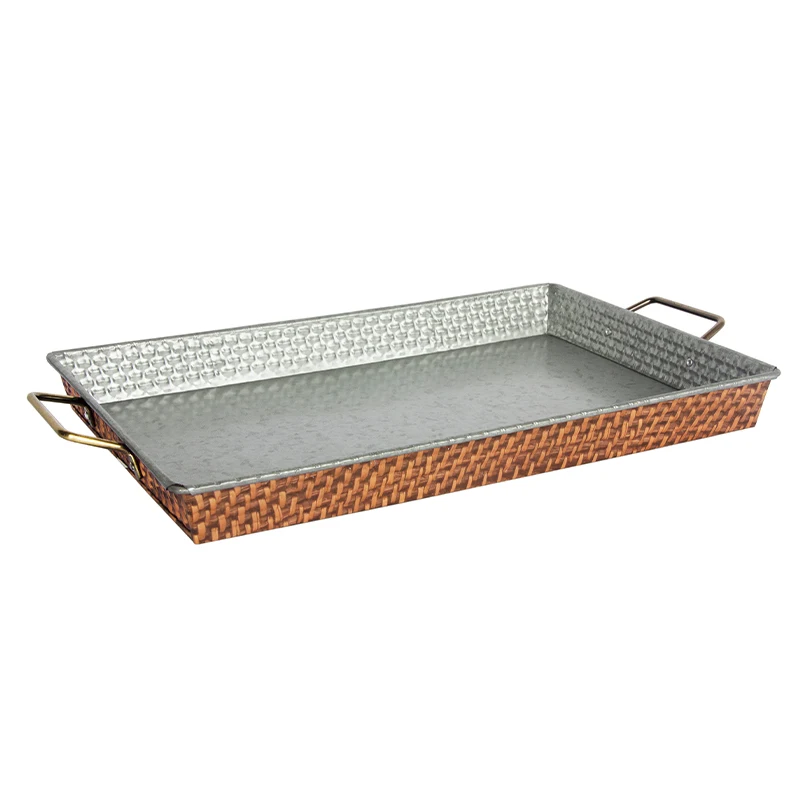 Customizable Colors Rectangle Restaurant Hotel Galvanized Metal Tray