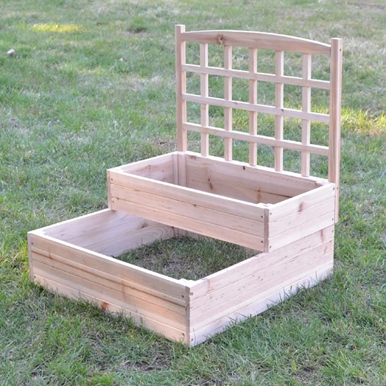 Raised Wooden Planters With Trellis Backyard Greens Planting Raised Wooden Planters With Trellis