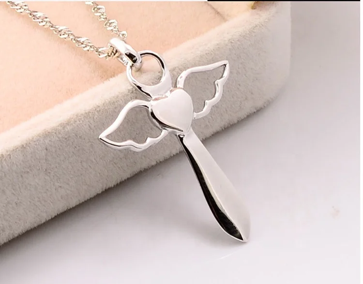 Best friend custom design angel wing cross pendant
