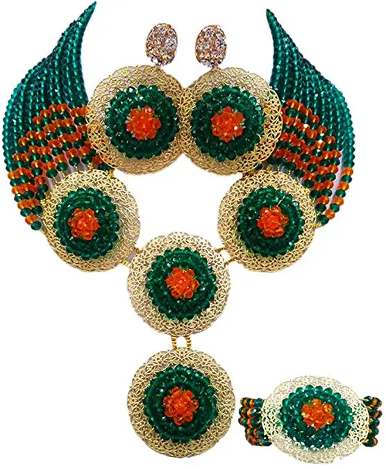 African Beads Jewelry Set 2019 Nigerian Wedding Necklace And Earrings For Women