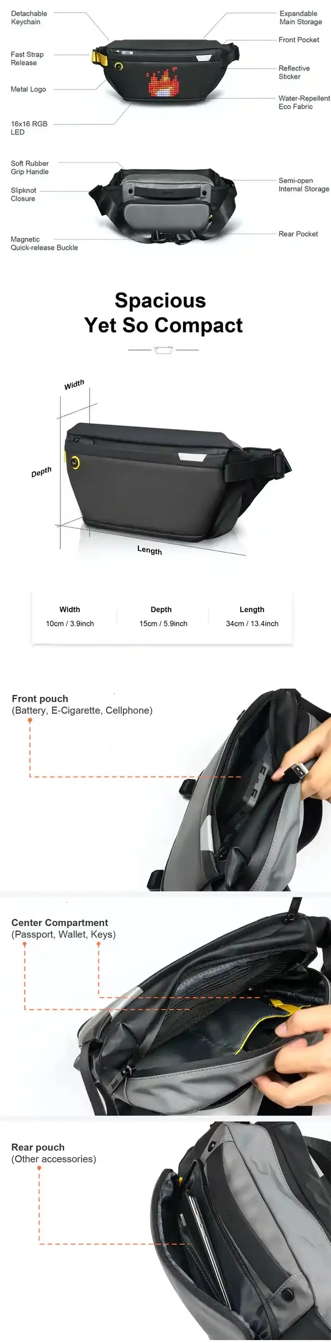 Pixoo-Slingbag  The First Smart Sling For The Urban Life by