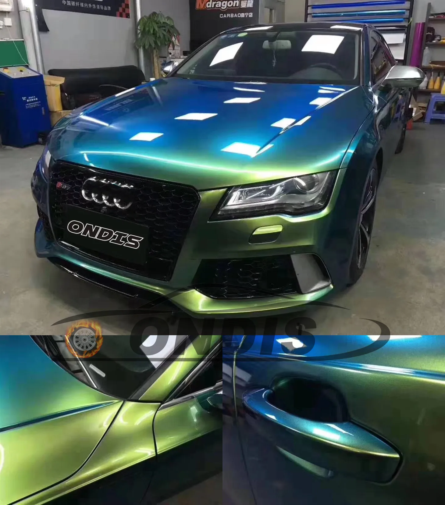 Annhao 1.52*18m Glossy Chameleon Purple Blue Glitter Car Wrap Car Vinyl