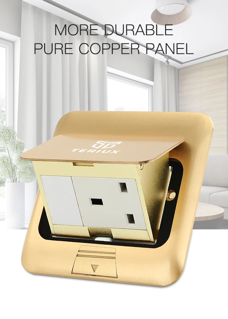 British standard brass power 13A damping pop-up floor outlet box
