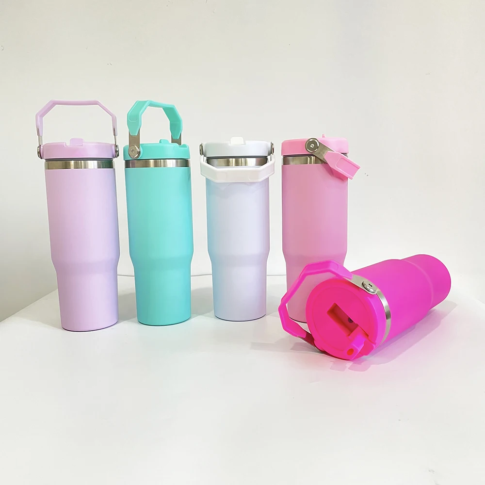 30oz. Water Bottle with Flip Lid & Straw – GiftWorksPremium