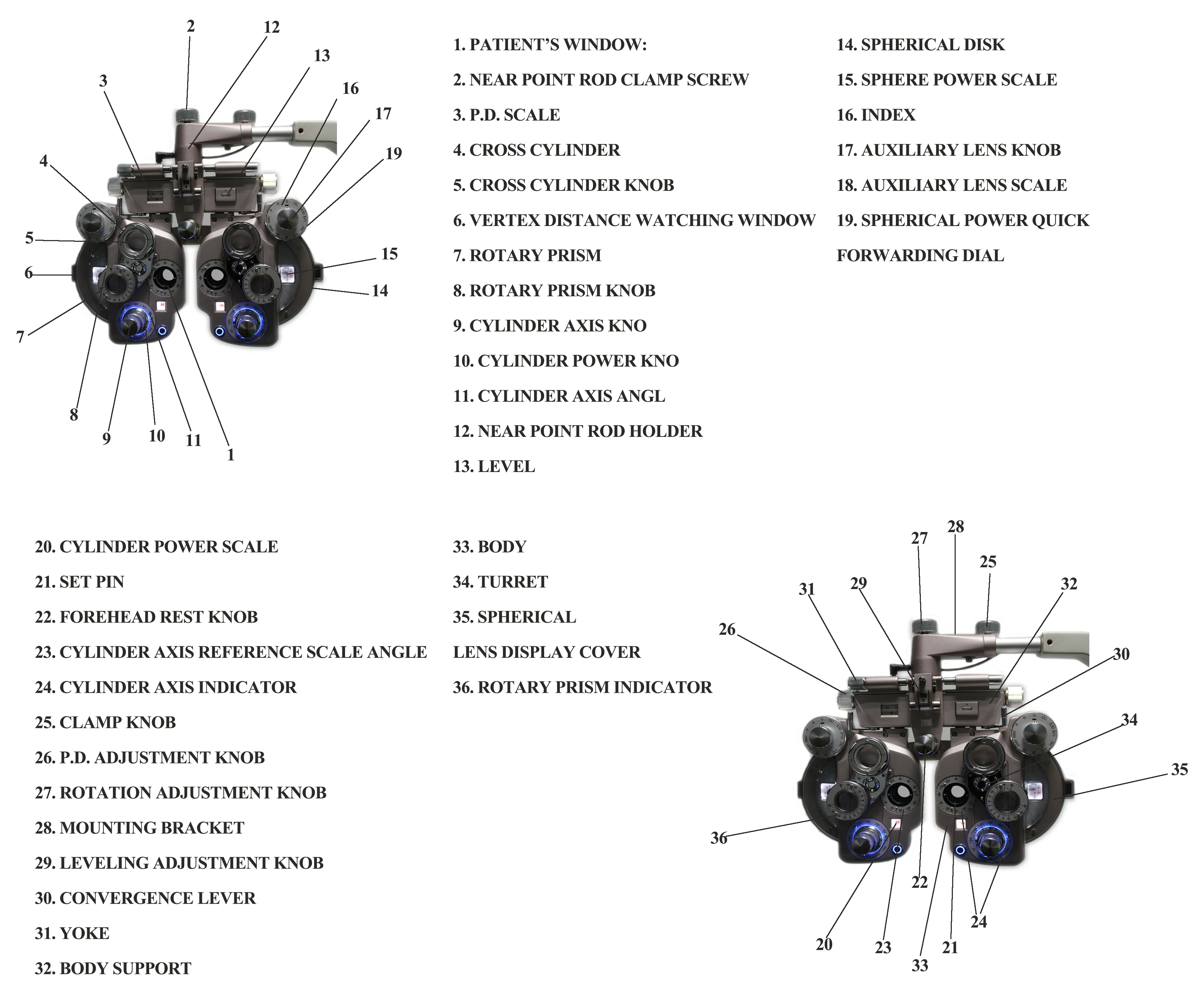 China most advanced hand phoropter Manual Phoropter ML-600 With LED light