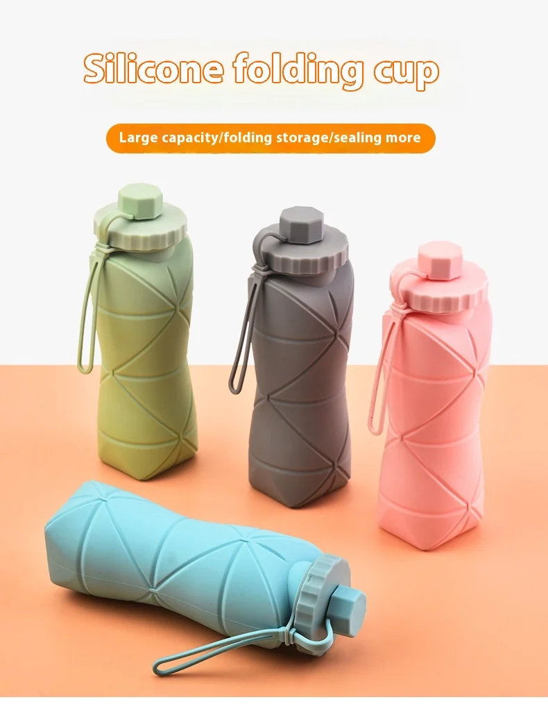 600ml Silicone Esportes Bebida Garrafa De Água Bpa-free Dobrável Dobrável Garrafa De Água Potável Silicone Viagem Esportes Garrafa De Água