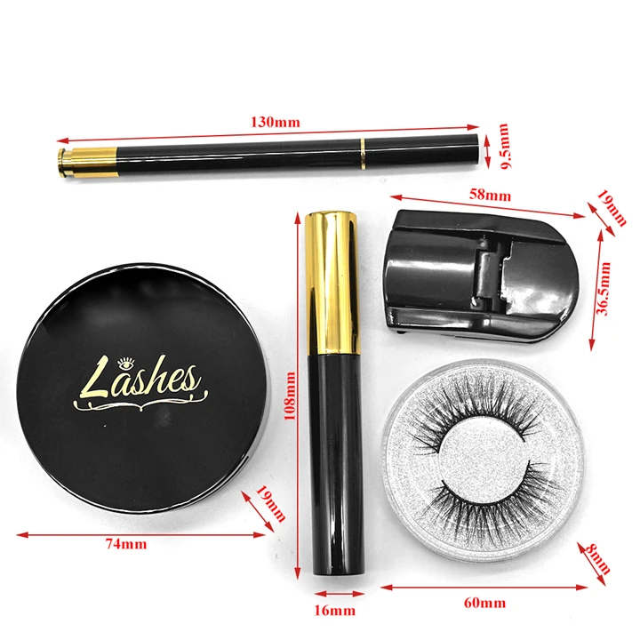 Eyeliner Eyelashes Mascara Kit With 3 Pairs Reusable Lashes