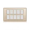 middle east standard PC material brushed aluminum panel 10 gang 1 way with wall switch