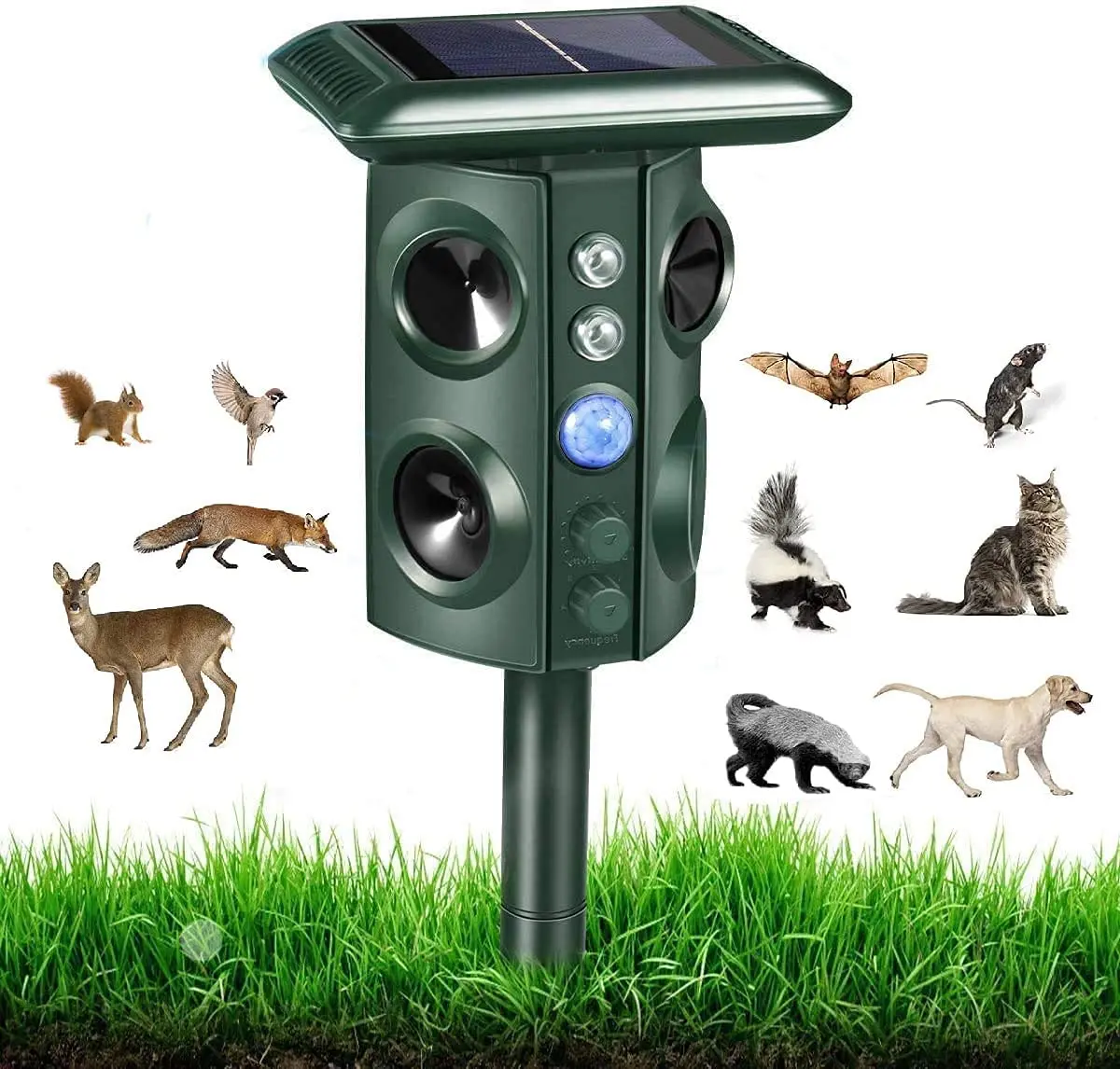 SAIJZEK Wholesale Outdoor Garden Farm Lawn drive away device Solar repeller device with led flash light manufacture