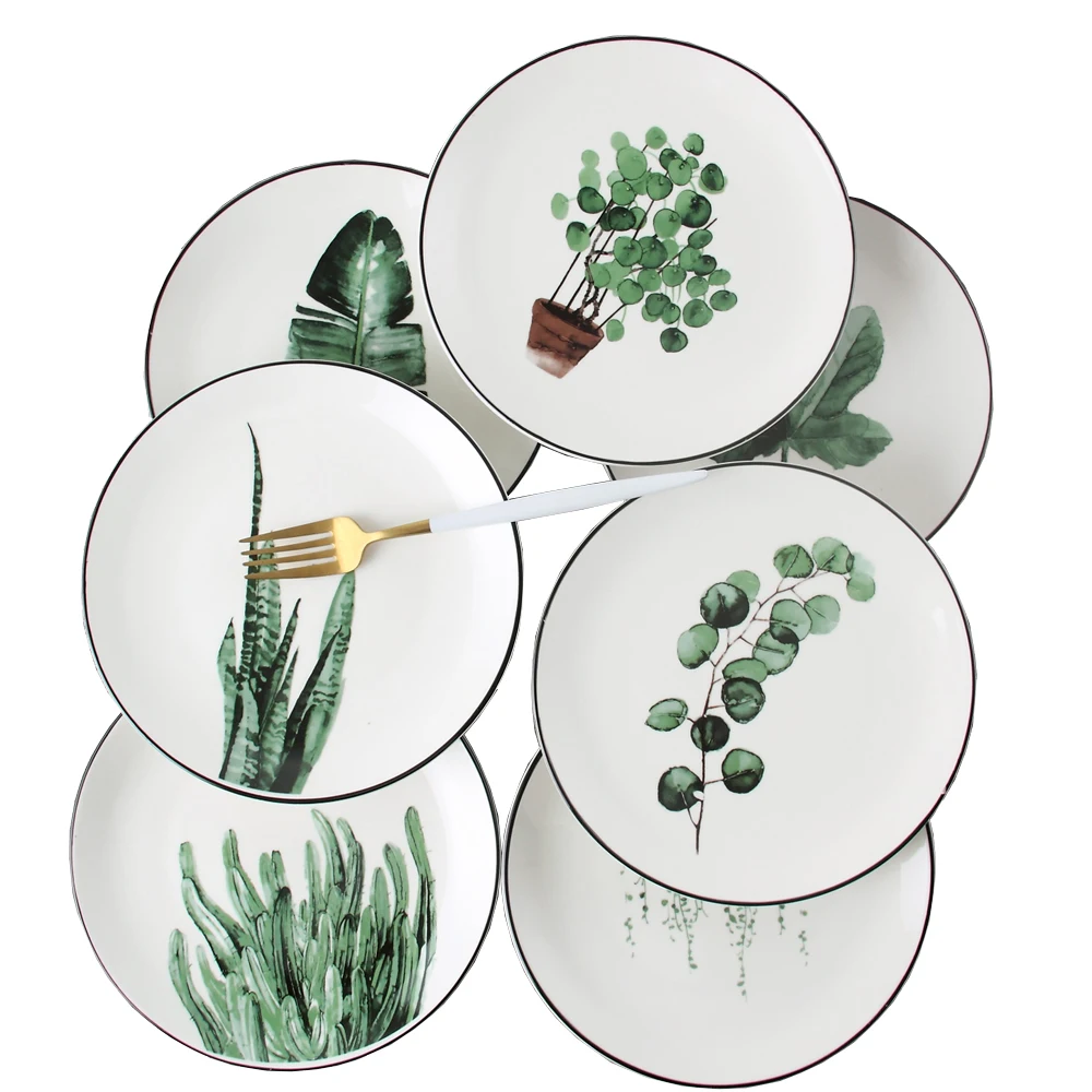 
Nordic ceramic cake plate, hand-painted vegetable salad plate, table display 