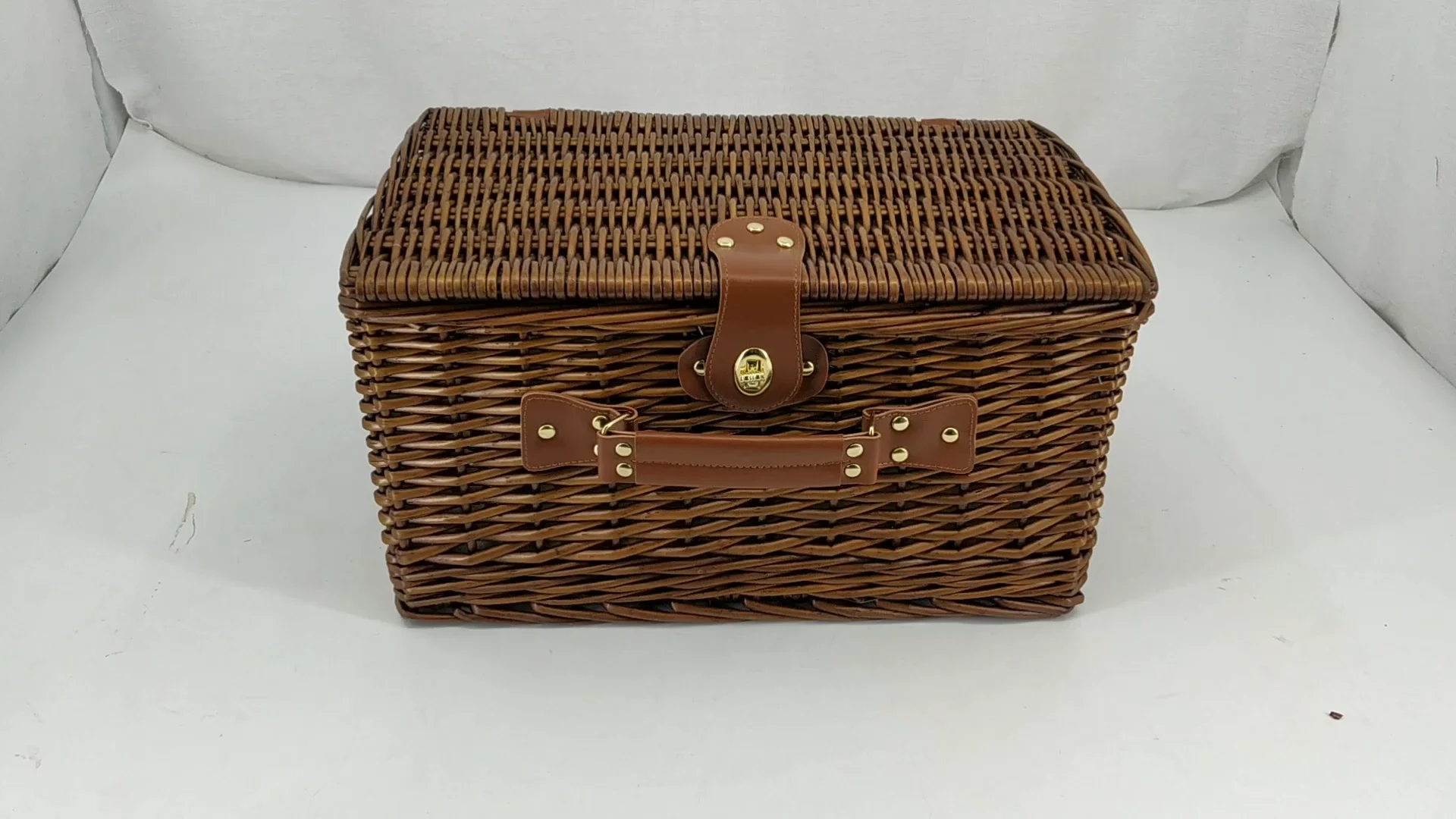 New 4 Willow Picnic Basket For 4 Person Tableware Rattan Outdoor Wicker