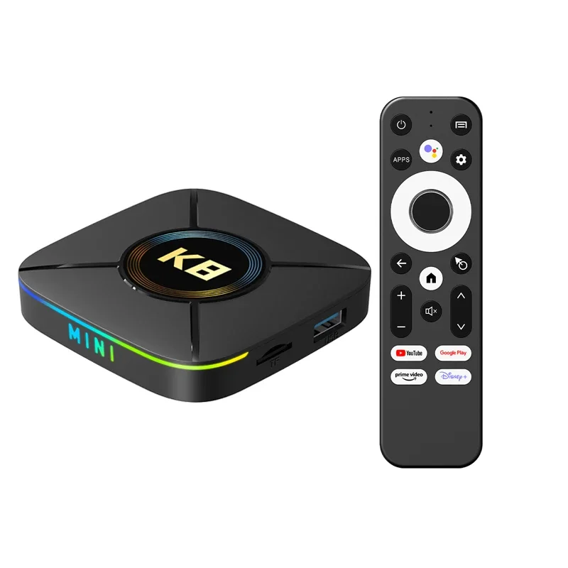 Comparison of Android TV box models for Albania showing ports and remote layout