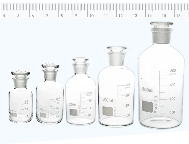 Scale small mouth reagent bottle reagent glass bottle 500ml 1000ml lab reagent bottle