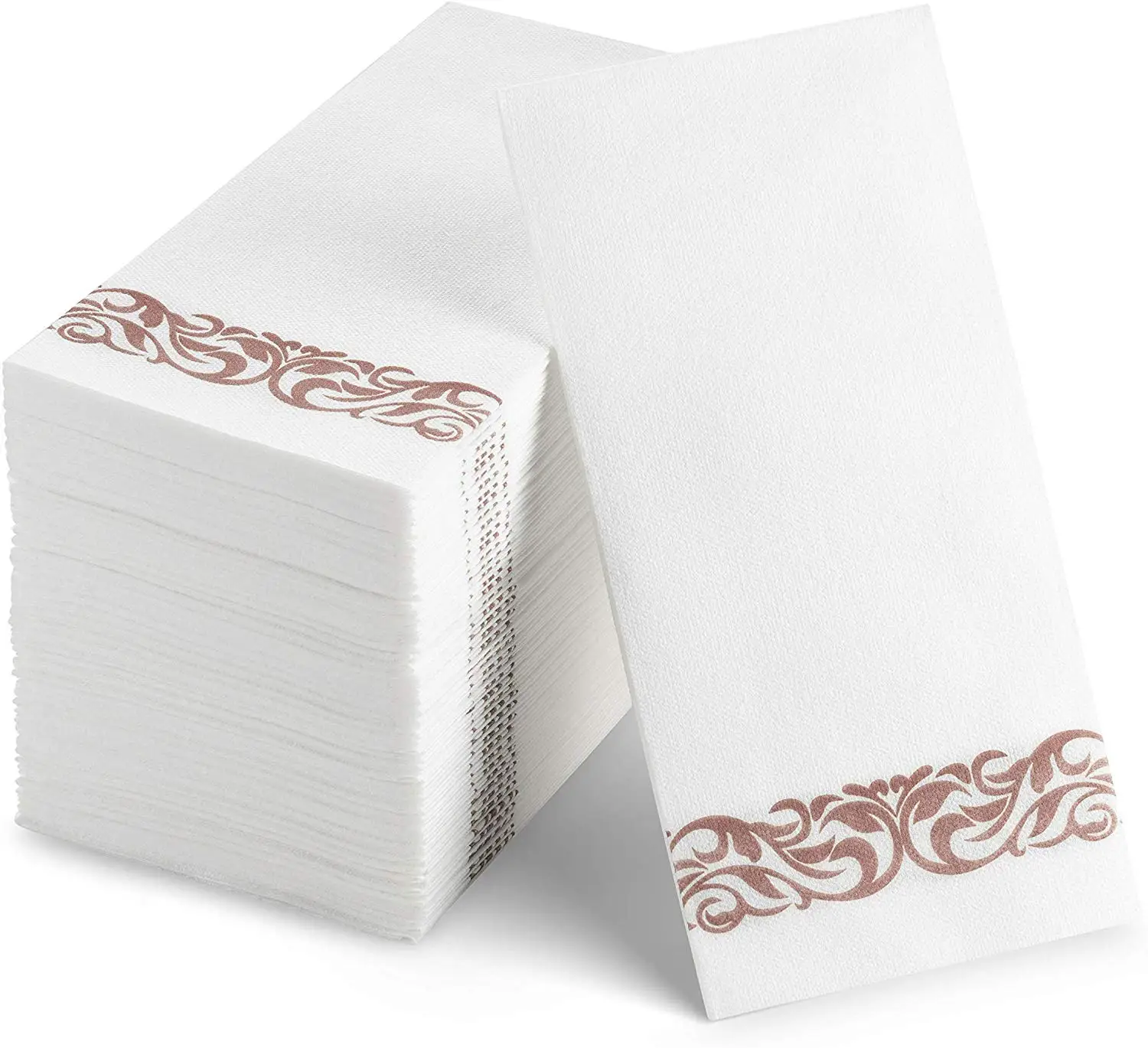 Disposable Hand Towels Napkins White With Silver Design For Restaurant