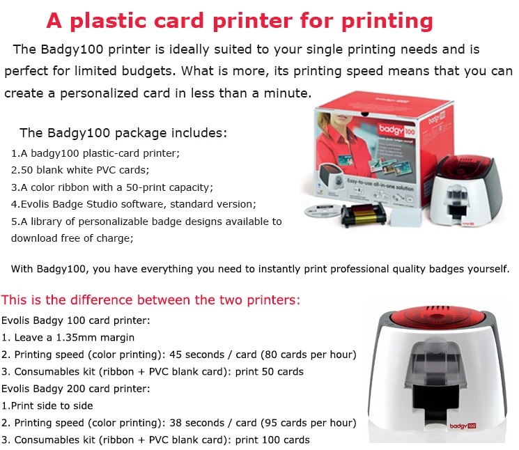 Evolis Badgy 100 Color Id Card Thermal Printer