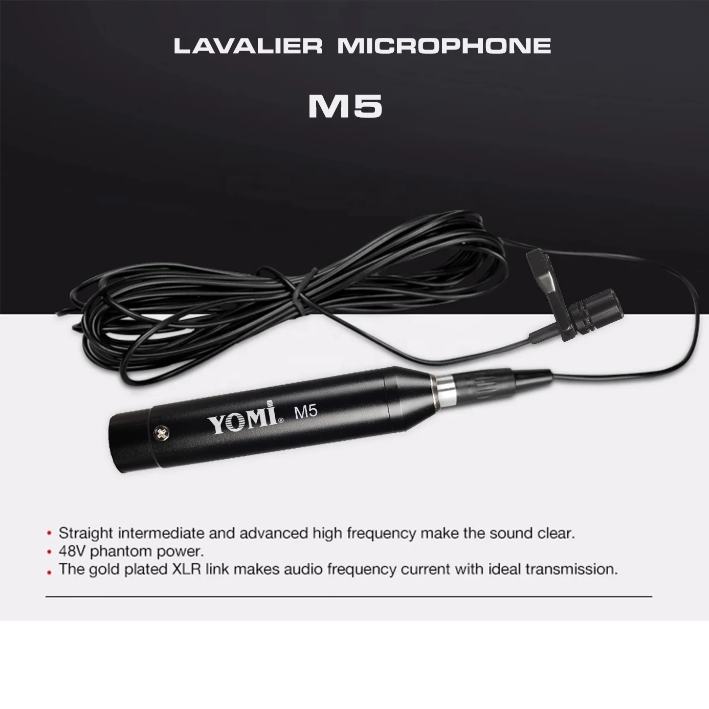 48v Phantom Power Omnidirctional Lavalier Collar Clip Microphone For