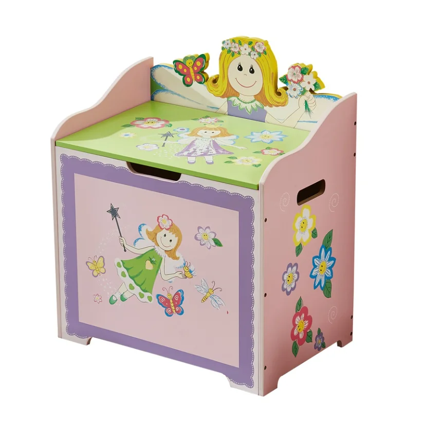 Wholesale Cartoon Wooden Toy Box Children Kids Toy Storage Chest