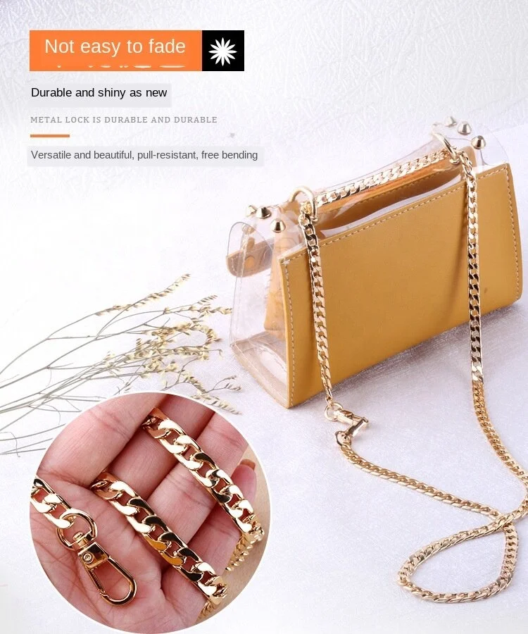 Long Metal Chain Strap Handle Crossbody Replacement For Handbag Bag
